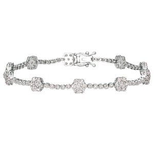 3.00 Carat Natural Diamond Flower Bracelet